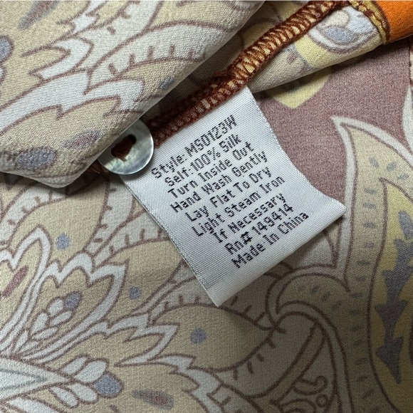 JOHNNY WAS Brooklyn Paisley Silk Set XL yellow purple pajama pants short sleeve - Picture 16 of 16